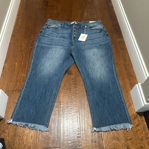 KanCan Straight Fit Plus Jeans with Frayed Hem